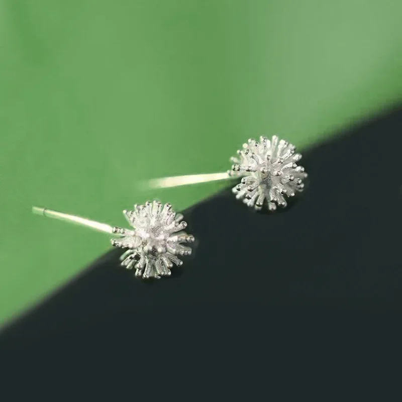 Серьги-гвоздики в виде одуванчика для женщин 2024 крутые металлические корейские