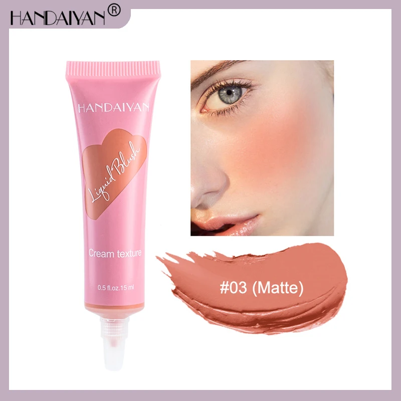 

HANDAIYAN Liquid Blusher Face Makeup Blush Peach Pink Long-lasting Matte Pearlescent Cheek Contour Blush Brightens Cosmetics Hot
