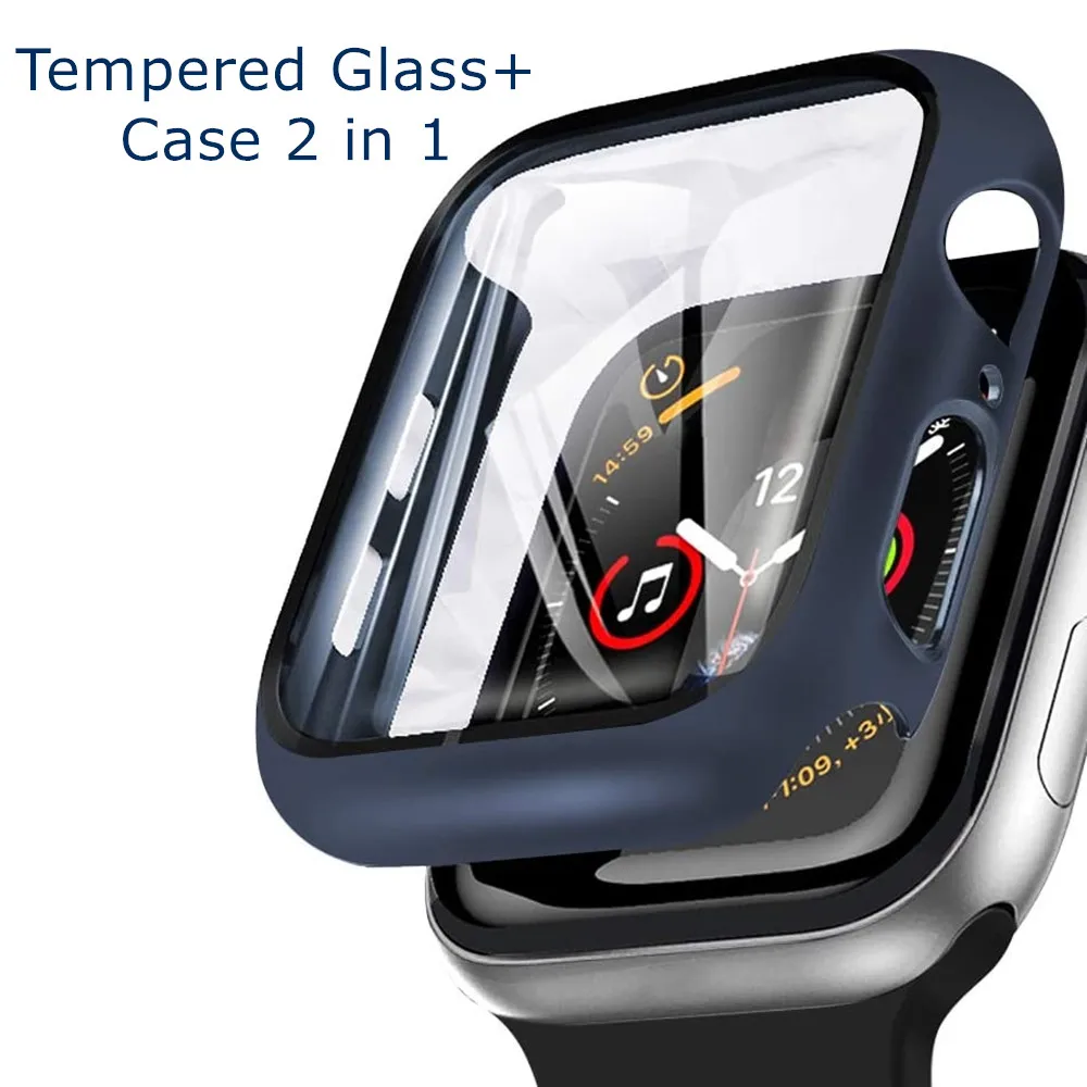 

Glass + Cover For Apple Watch case 7/6/SE/5/4/3/2/1 iWatch 42mm 38mm bumper Tempered Glass for apple watch 44mm 40mm 45mm 41mm