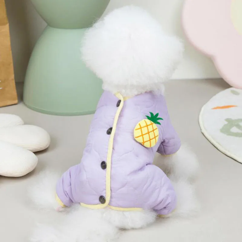 

Pineapple Dog Winter Clothes Purple Puppy Padded Coat For Small Medium Dogs Dachshund Chiwawa Dog Jumpsuit Jackets Pets Overalls