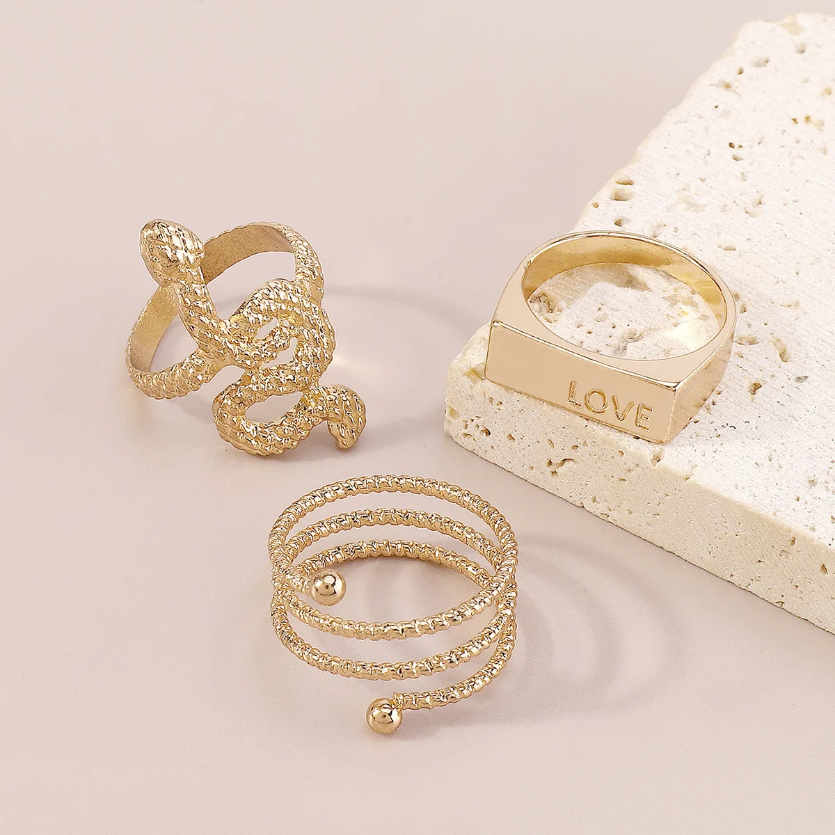 

Gothic Snake Knuckle Finger Rings for Women 3PCS/SET Love New Punk Style Gold Color Metal Animal Ring Sets Jewelry набор колец