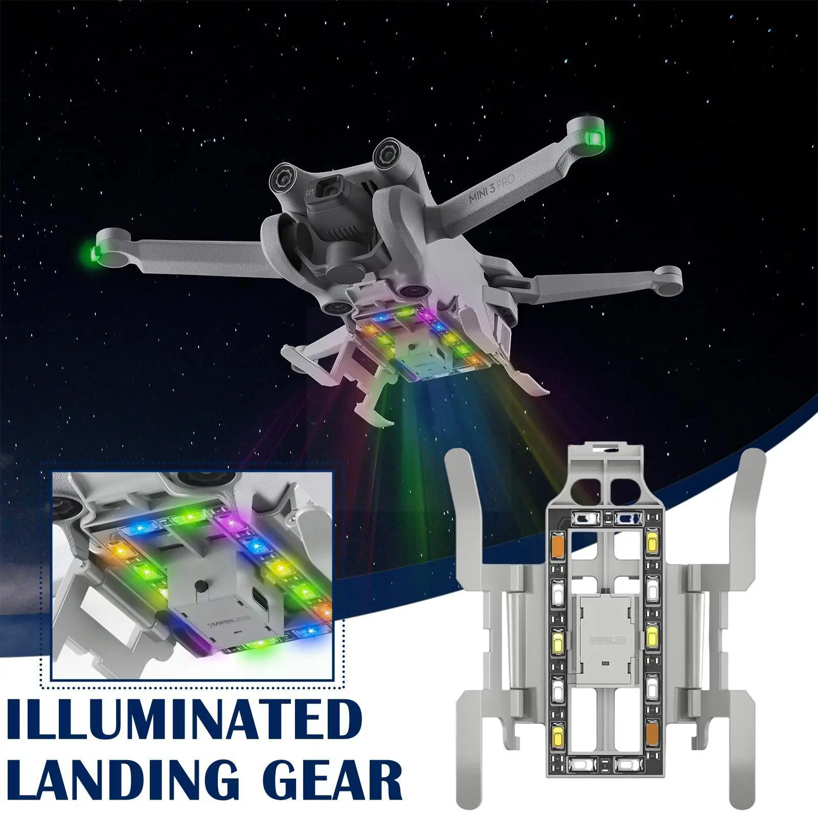 

Led Flashing Light Landing Gear Foldable Heightening Tripod For Mini 3 Pro Night Safety Flying Landing Gear Drone Acces Z3f5