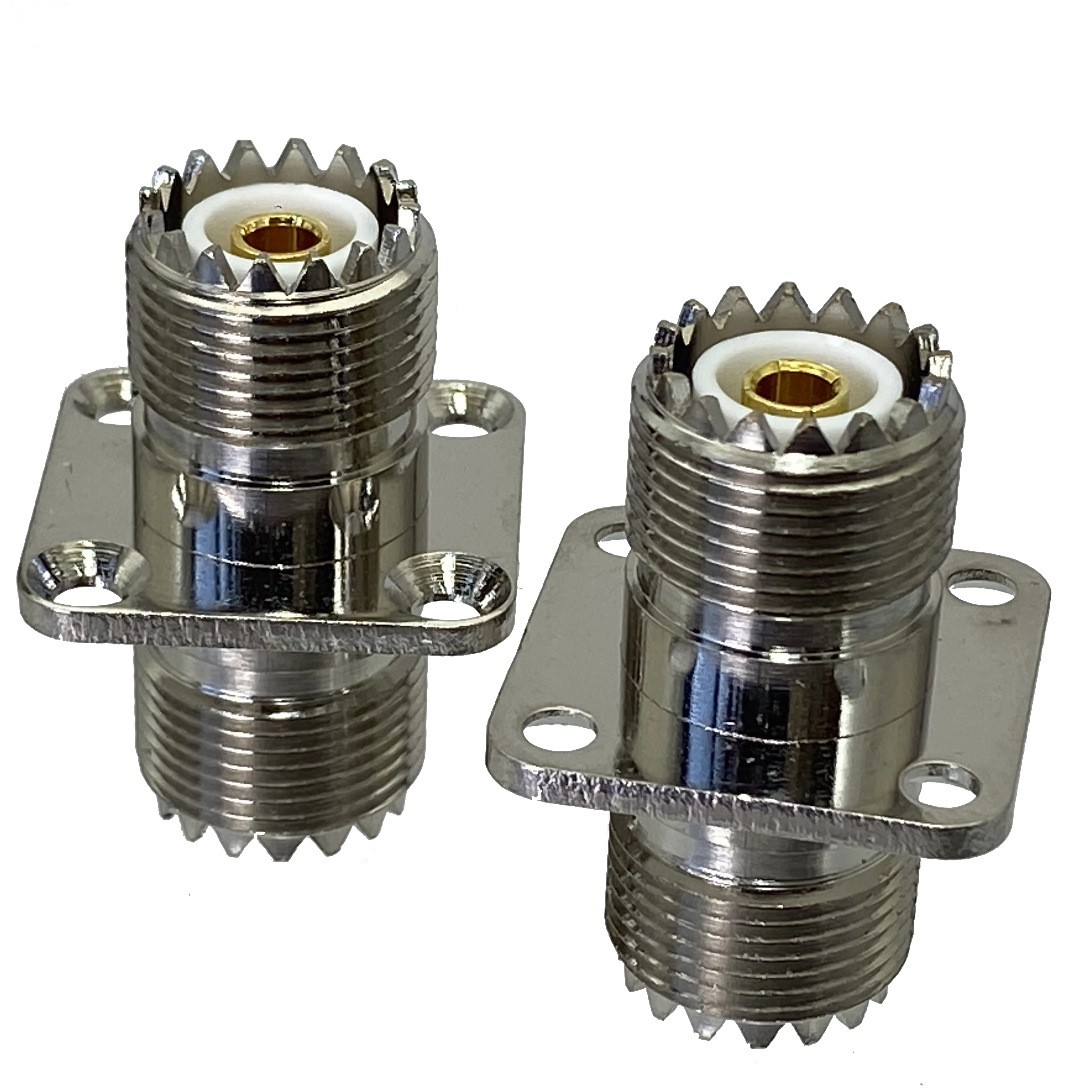 

1Pcs UHF Female to Female Coupler Radio Adapter Coax Connector SO239 PL259 UHF VHF Antenna 4 Hole Flange Panel Mount Adapter