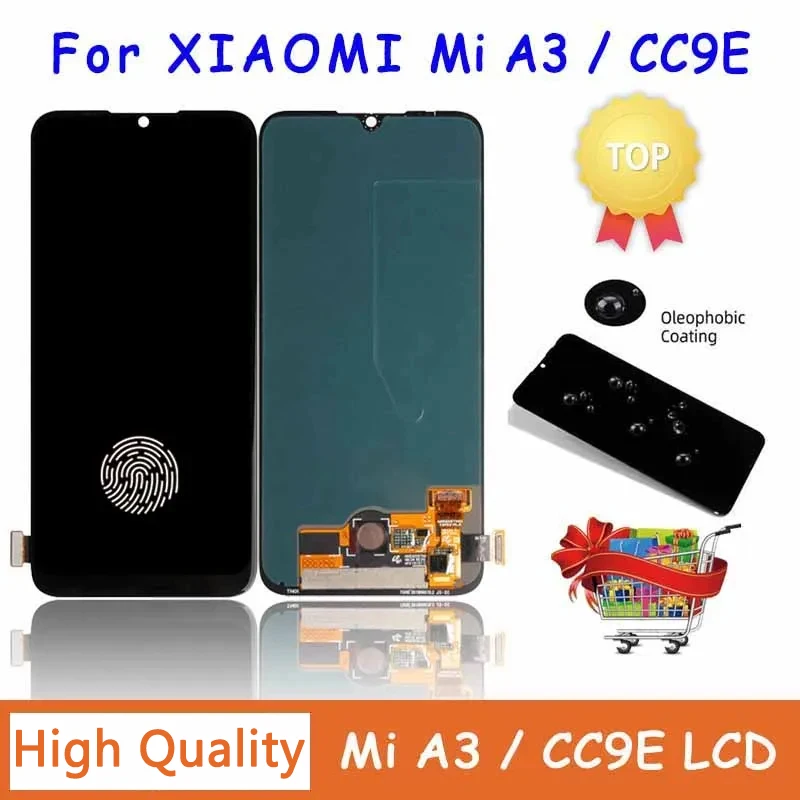 6 09 AMOLED CC9e ЖК-дисплей для Xiaomi A3 CC9E сенсорный экран дигитайзер в сборе с отпечатком