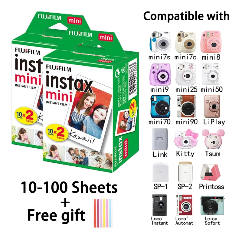 New Fujifilm Instax Mini 9 Film White Edge 20 40 60 100 Sheets/Packs Photo Paper for Fuji Instant Camera 8/7s/11/25/50/90/Sp-2 |