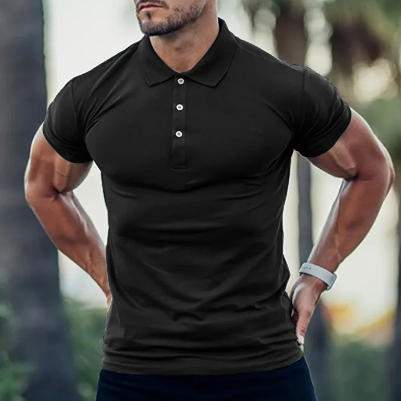 Купи Summer Solid Color Sports 2022 New Men's Quick-Drying Polo Shirt Casual Fitness Short-Sleeved Polo Comfortable Breathable Top за 325 рублей в магазине AliExpress