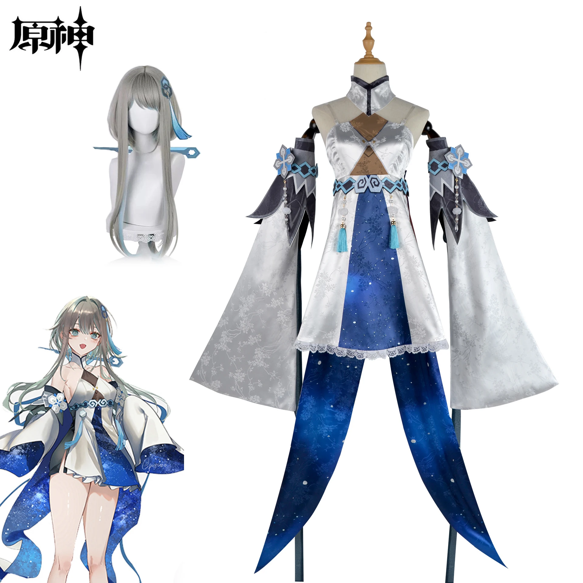 

Костюм для косплея Genshin Impact Haagentus, одежда из анимационной игры, парики, женские платья на Хэллоуин