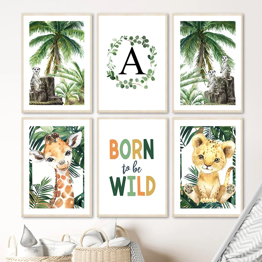 Настенная картина с изображением диких животных Льва слона жирафа зебры Картина