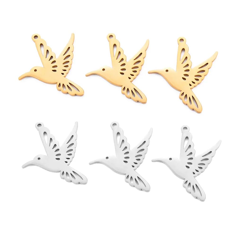 

10pcs/lot Animal Bird Charms Hummingbird Pendants Stainless Steel Charms For Jewelry Making Supplies DIY Accessories