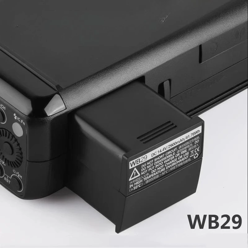 Фото Сменная литиевая батарея WB29 2900 мАч для Godox AD200 AD200Pro AD300 Pro AD300Pro, портативной вспышки Speedlite Flashgun №1