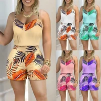 two piece sets womens outifit shorts and tank tops matching sets sleeveless camis boho print beach fashion casual 2 pcs outfits
