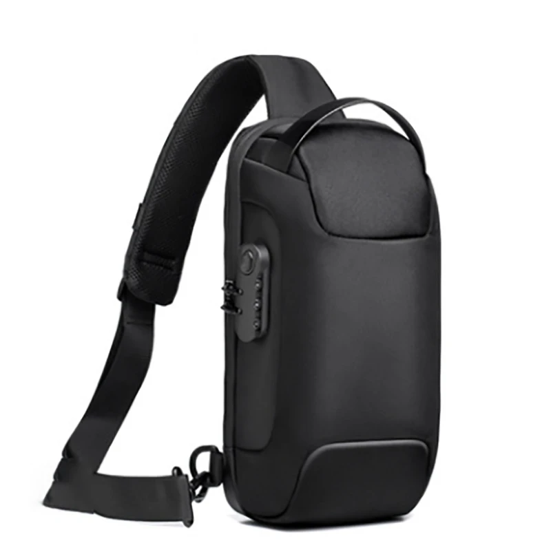Men's Waterproof USB Oxford Crossbody Bag Anti-theft Shoulder Sling Multifunction Short Travel Messenger Chest Pack For Male