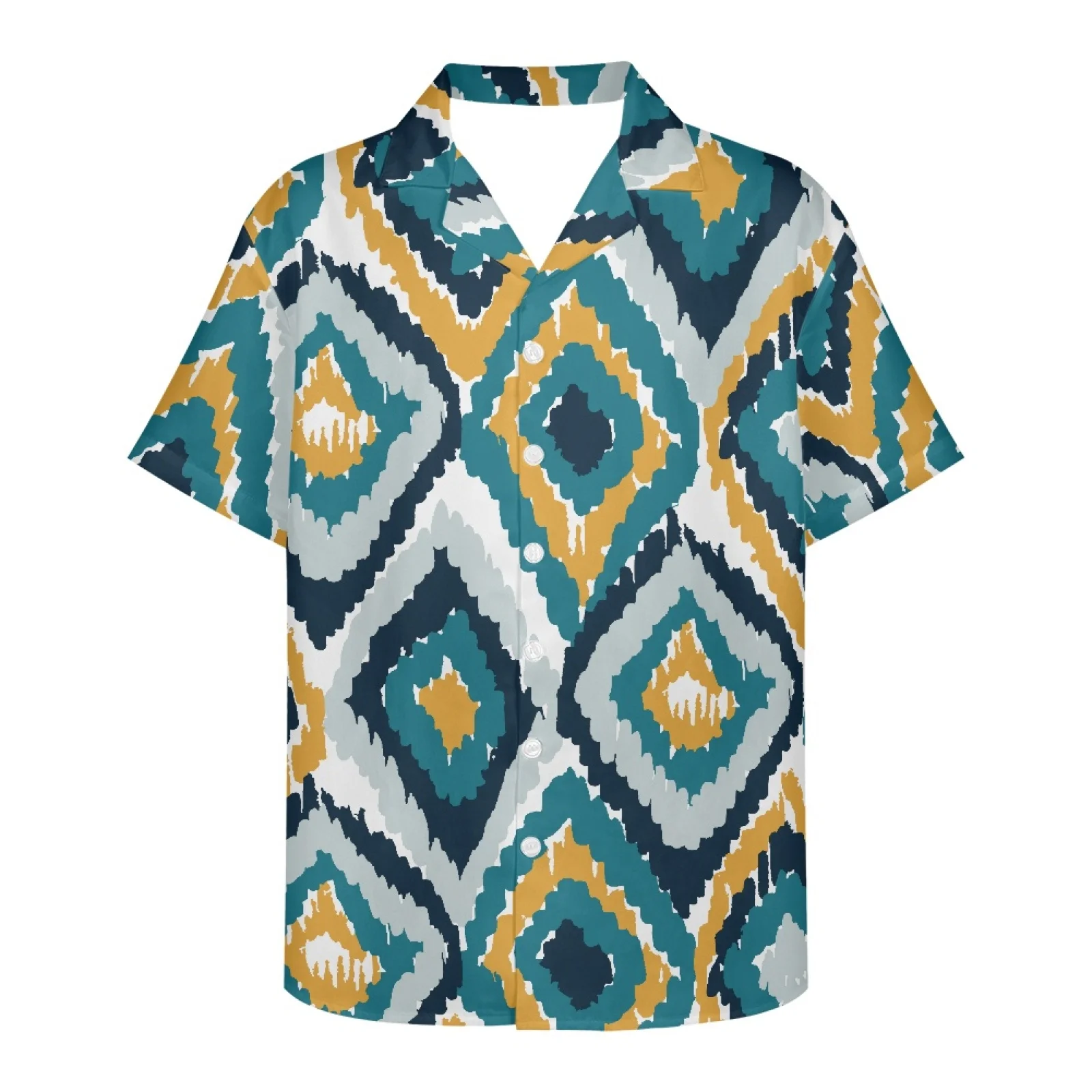 

Гавайская Мужская рубашка с коротким рукавом, винтажная пляжная блузка с 3D-принтом татуировок, в богемном стиле, размеры до 5xl