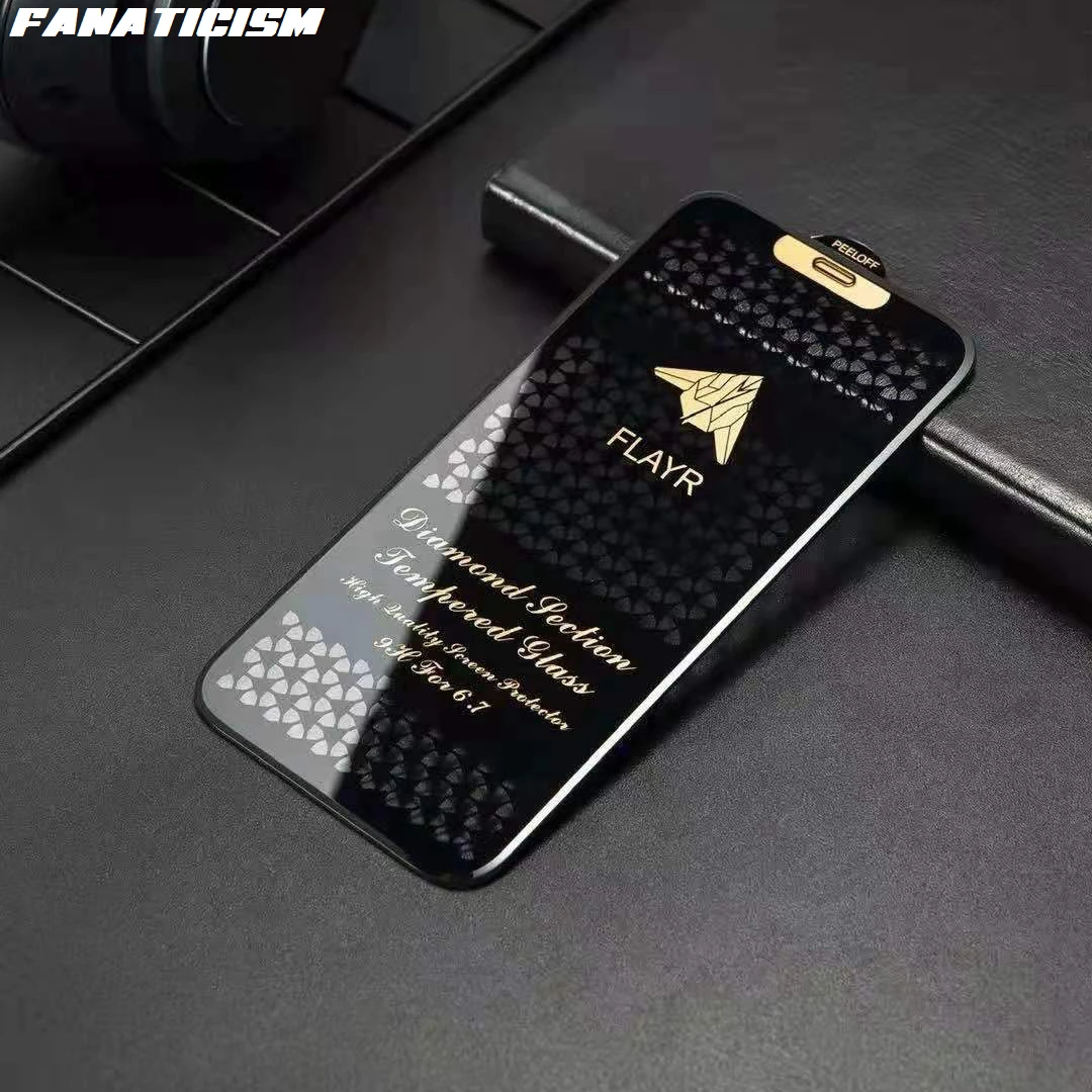 

100pcs High Class Diamond Section Tempered Glass For iPhone X Xs XR 11 12 13 Pro Max 12Mini 13Mini Anti Scratch Screen Protector