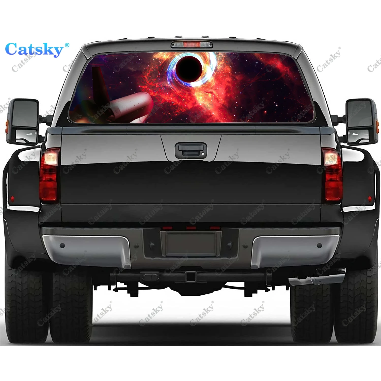 

Черное отверстие звездное небо галактика наклейка на Окно Графика ПВХ декоративная наклейка для грузовика перфорированная виниловая универсальная наклейка