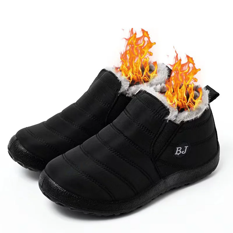 

Snow Boots Woman Ankle Women's 2022 Shoes Trend Felt Waterproof Booties Winter Footwear Padded Man Warm Low Heels Female Casual