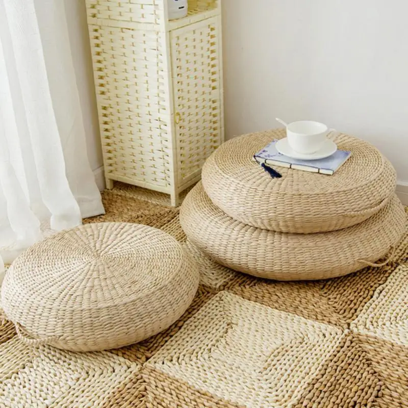 

40x10 см Плетеный футон ручной работы, коврик для кемпинга в японском стиле, плотный соломенный круглый сиденье, плетеный соломенный коврик для эркера