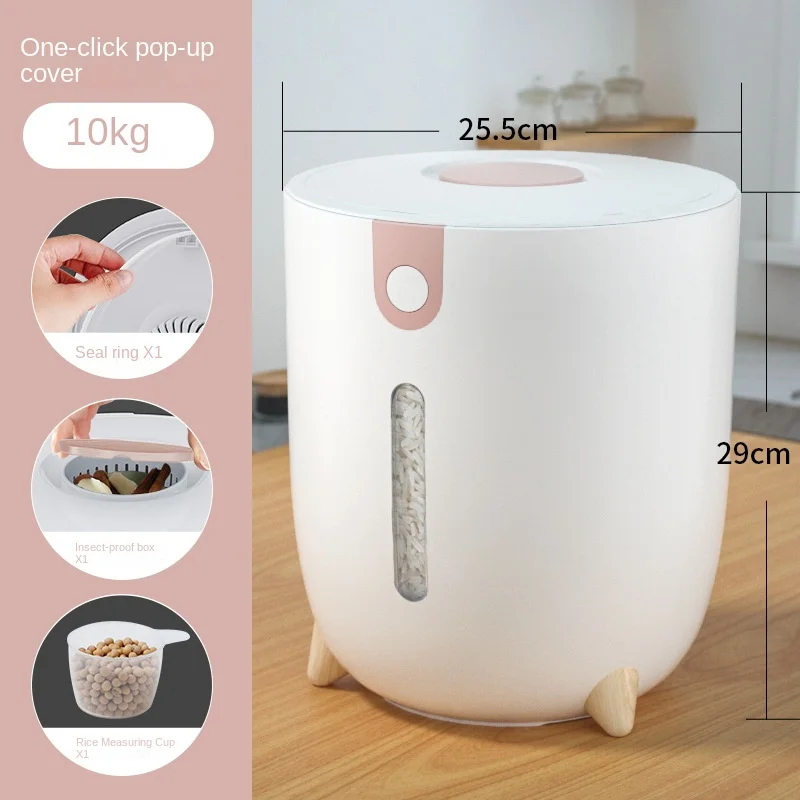 

Insect-proof Sealed Box 5kg/10kg And Bucket Storage Kitchen Moisture-proof Rice Rice Flap Transparent Household Storage Bucket