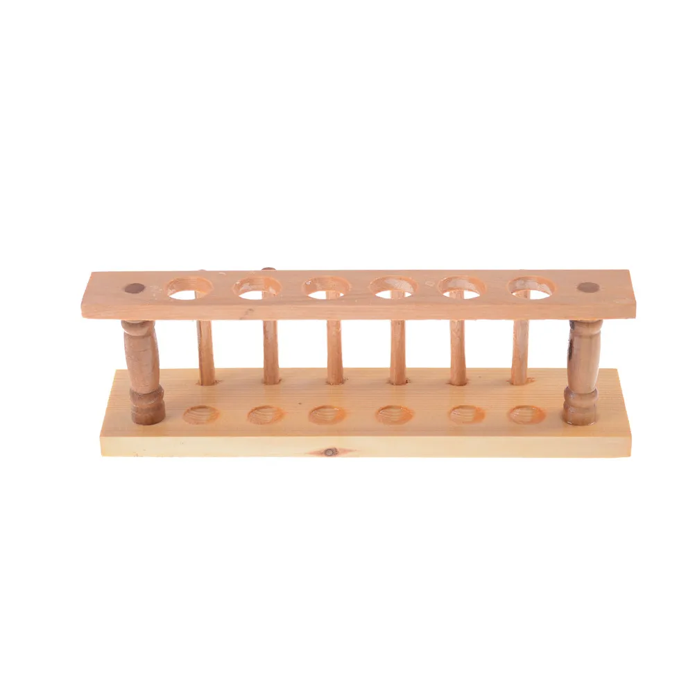 

6 Holes Test Tube Rack Laborator Testing Tubes Clip Holder Stand Shelf Dropper Wood With 6 Stand Sticks Lab Supplies
