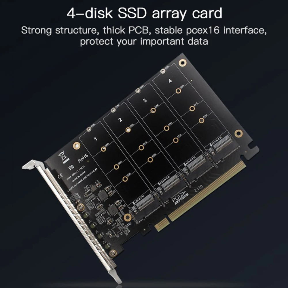 

Signal Split Array Card PH44 NVME 4 Disk Array Card Supports SSD/M.I-E Device Of M.2 NVME Protocol Of Hard Disk