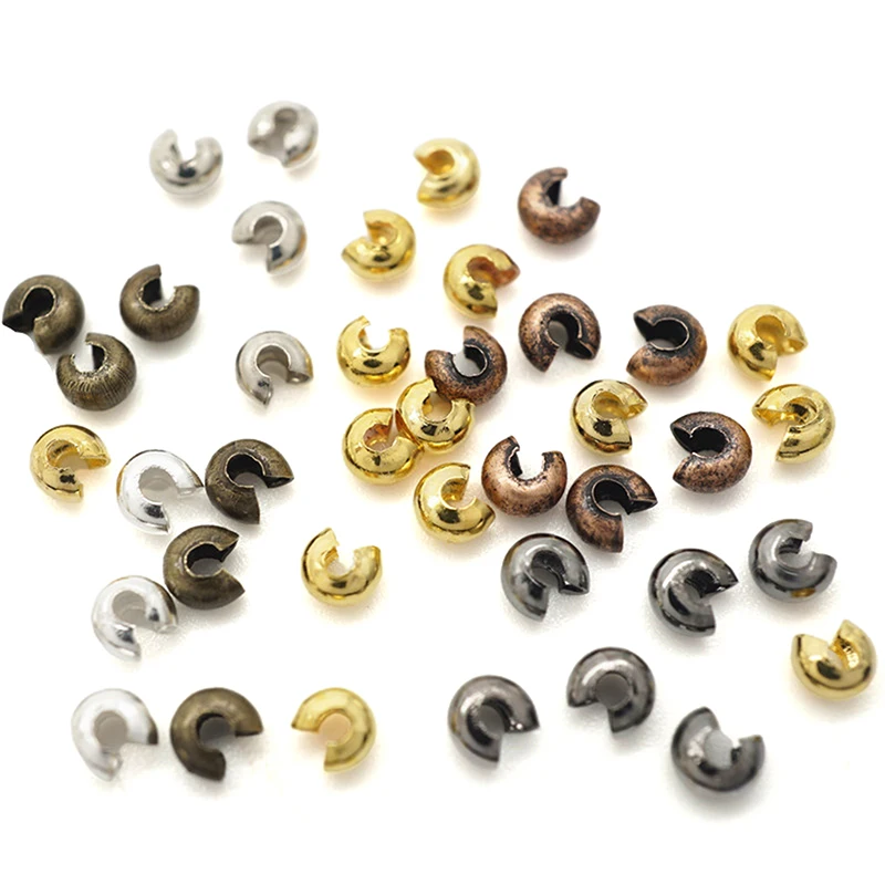 

100pcs Open Crimp Beads Covers Crimp End Beads Stopper Spacer Beads For DIY Jewelry Making Findings Supplies quetschperlen