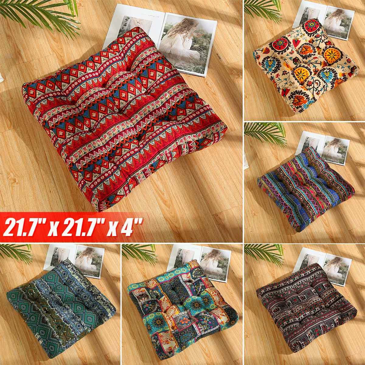 

55x55CM Cushions Sofa Throw Pillow Thick Square Large Floor Mat Meditation Japan Style Balcony Window Tatami Chair Cushion