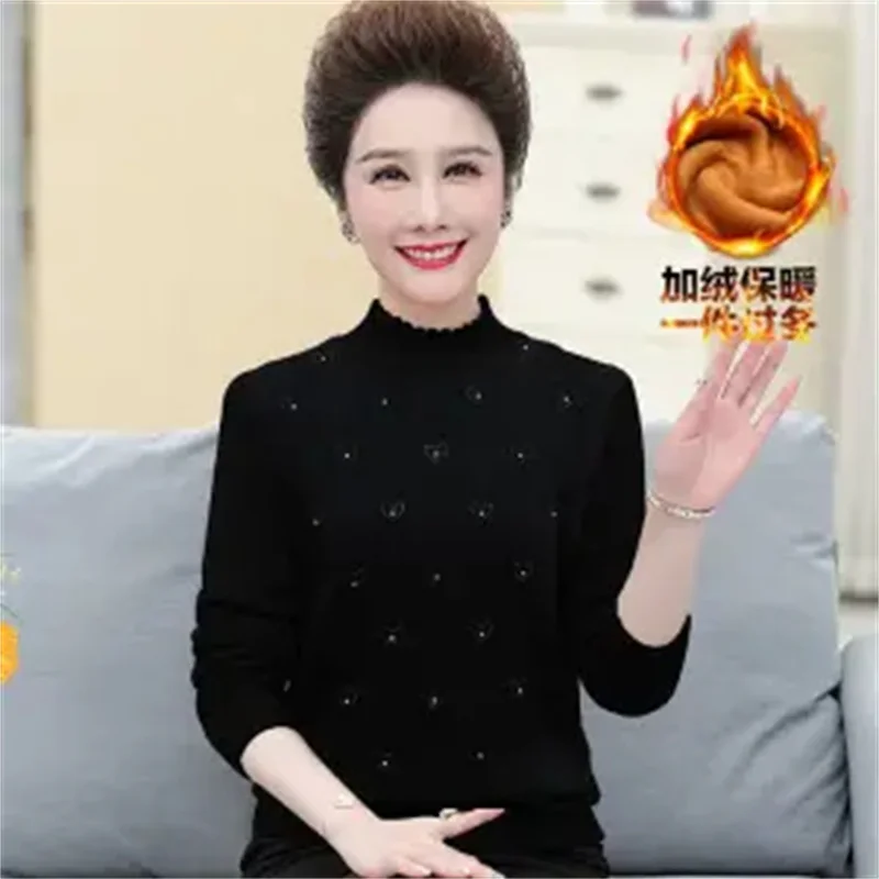 Осень-зима 2024 новый пуловер пальто теплый свитер для мамы нижняя рубашка женская