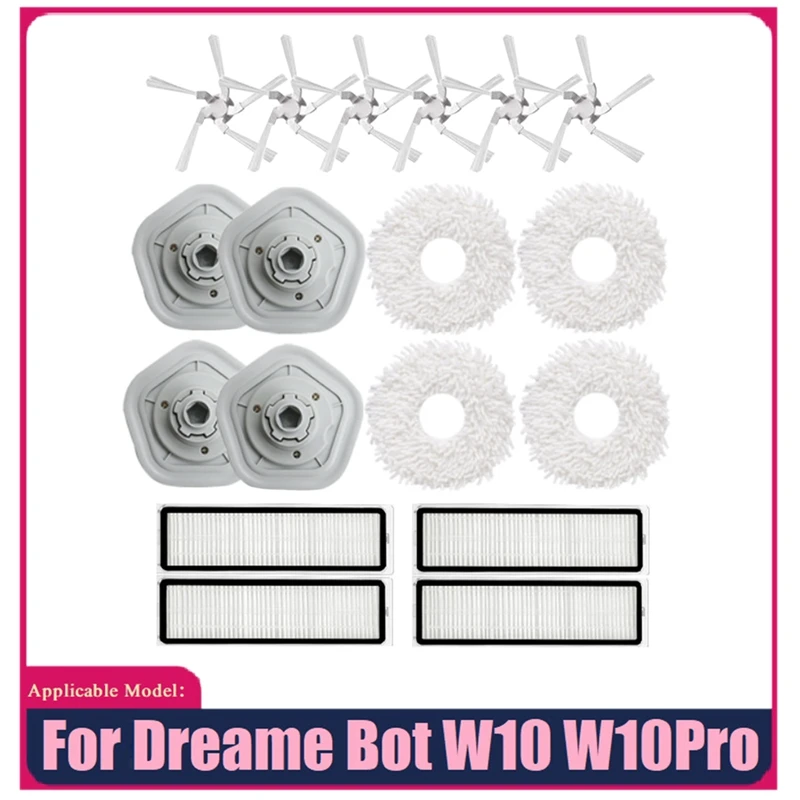 

18PCS For Dreame Bot W10 W10pro Vacuum Cleaner Accessories Side Brush HEPA Filter Mop Cloth Cleaning Replacement Parts