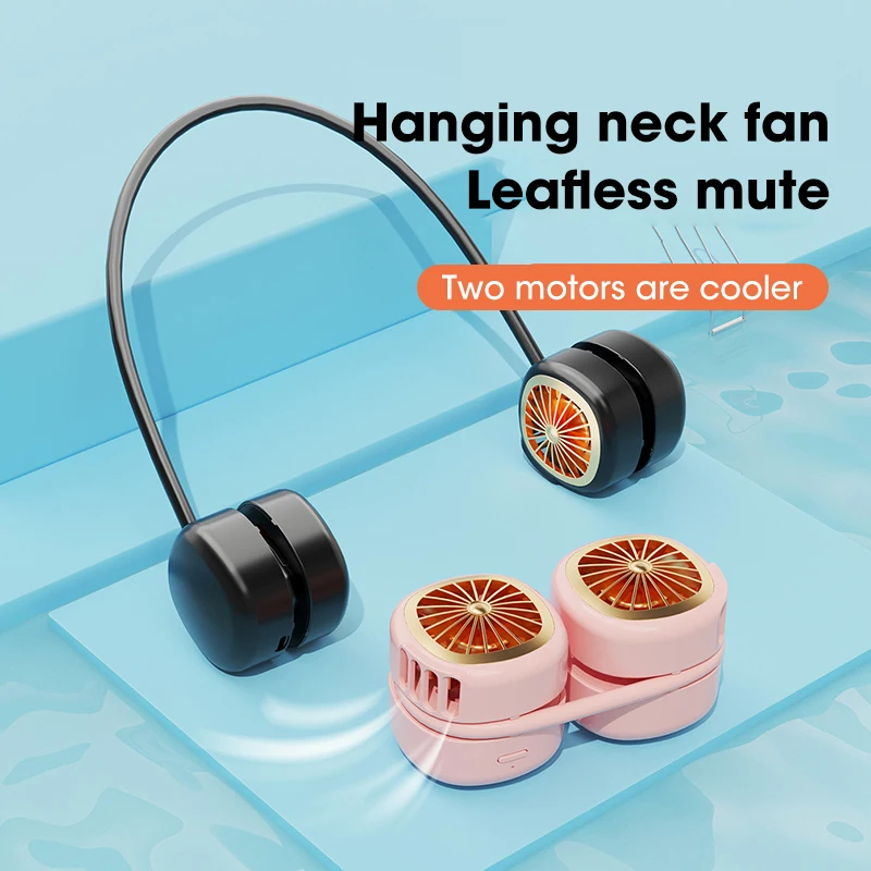 

Portable Hanging Neck Fan 1800mAh USB Rechargeable Bladeless Mute Neckband Fans Foldable Summer Air Cooling Electric Fans