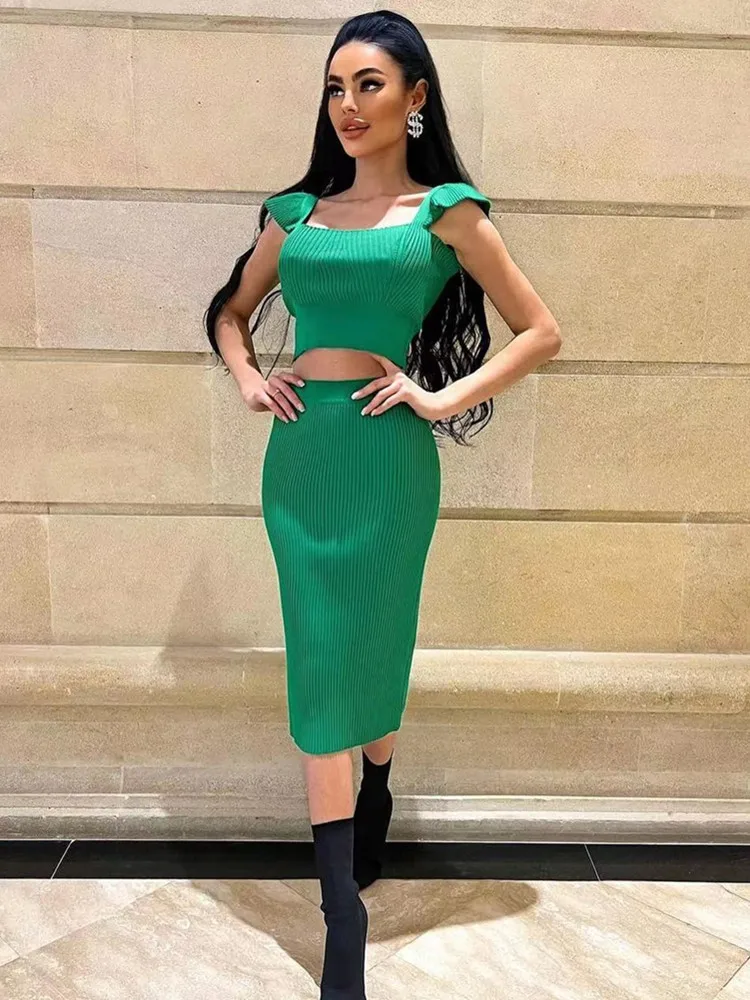 

Женское облегающее платье-миди без рукавов, зеленое вискозное Бандажное вечернее платье знаменитости для ночного клуба, 2022