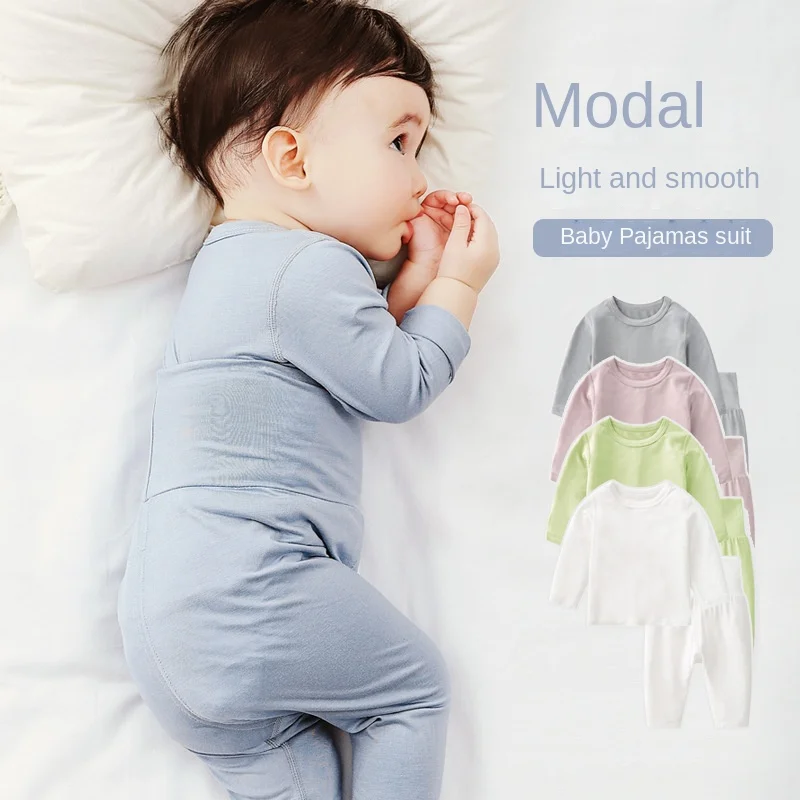 

Baby Autumn Clothes Thin Baby Underwear Modal Spring and Autumn Clothes Autumn Pants Suit Home Clothes Girl Boy Split Type