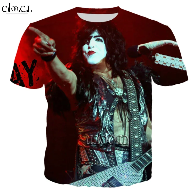 Фото Футболка с 3D принтом Metal Rock KISS Band для мужчин и женщин, модная уличная одежда с коротким рукавом в стиле Харадзюку, топы в стиле хип-хоп, Прямая доставка №4
