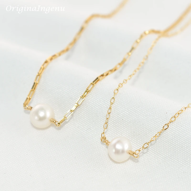 

14K Gold Filled Box Chain Necklace Natural Pearl Choker Handmade Pendants Women Jewelry Collier Femme Kolye Wedding Necklace