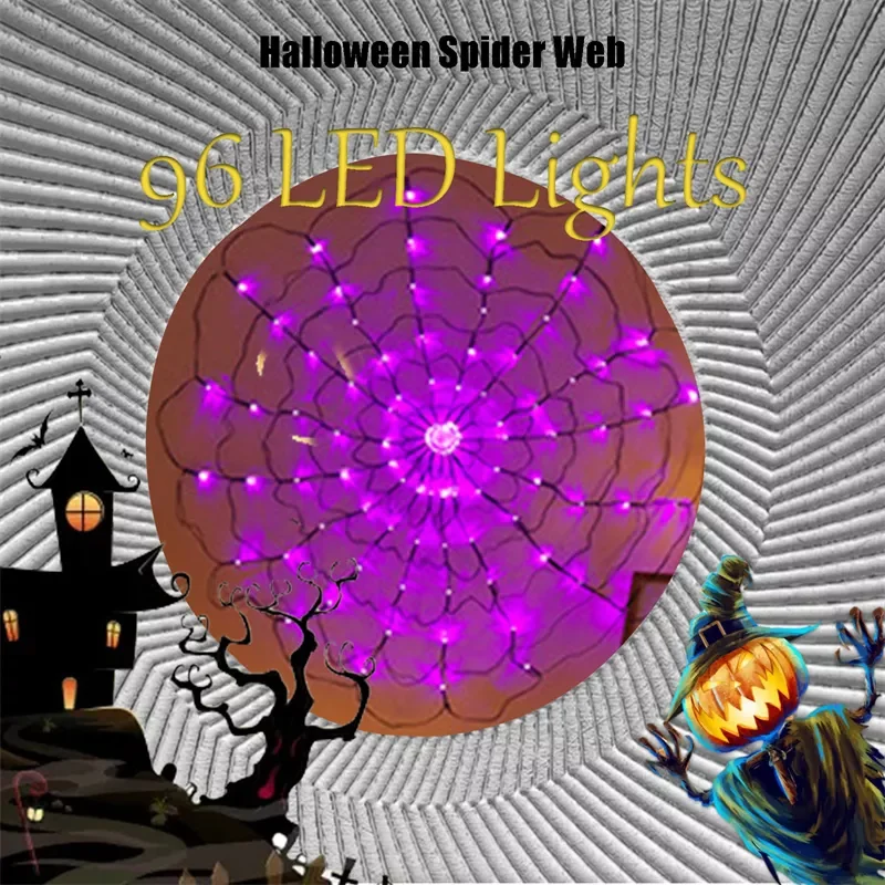 

Halloween Spider Net Halloween Decoration Light Lamp Spider Web Led String Light Festival Party Hotel Chandelier Net Lighting