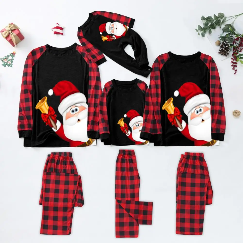 

1 Set Christmas Parent-child Pajamas Fashion Cotton Blend Round Collar for Home Parent-child Nightwear Christmas Pajamas