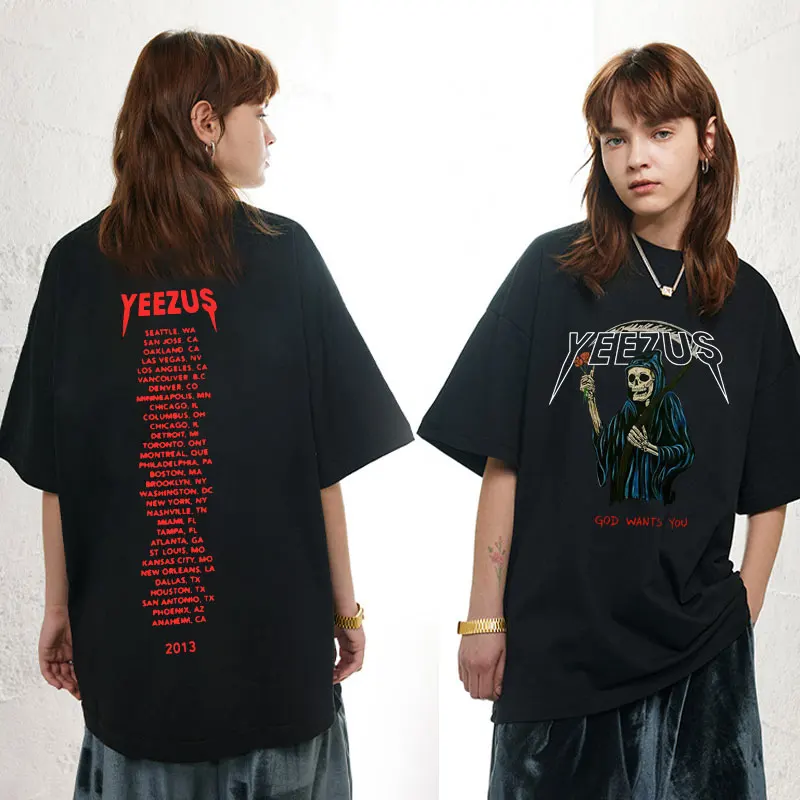 

Hot Sale Rapper Kanye West Print T Shirts Men Women Street Vintage 100%Cotton T-shirt Summer Casual Fashion Oversized T-shirts
