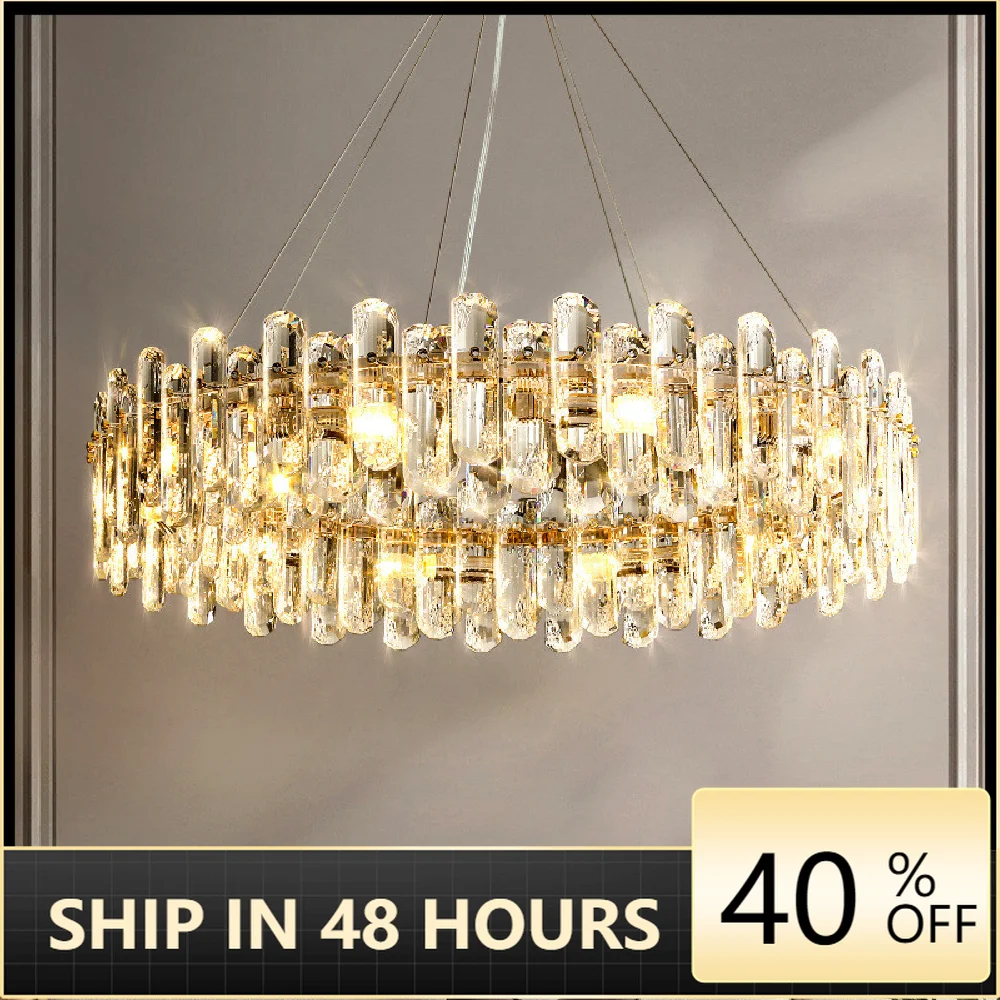 

Modern Luxury K9 Crystal E14 Led Pendant Lights Living Room Lustre Gold Metal Pendant Lamp Art Deco Lighting Fixtures Lamparas