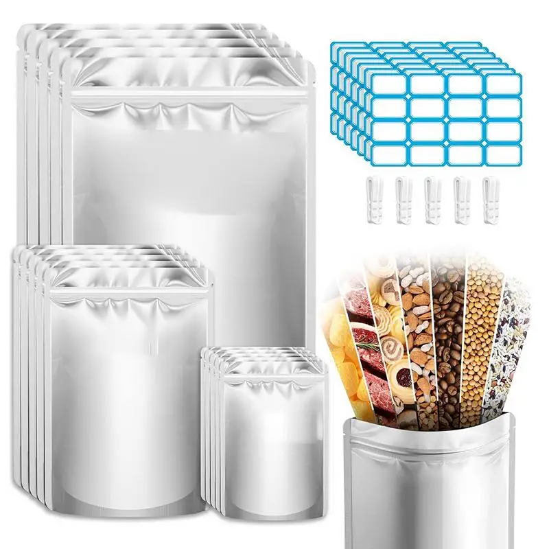 

Mylar Bags Kit 100 Mylar Food Storage Bags Large Mylar Bags Reusable Heat Sealable Resealable Airtight Smell Proof Packaging