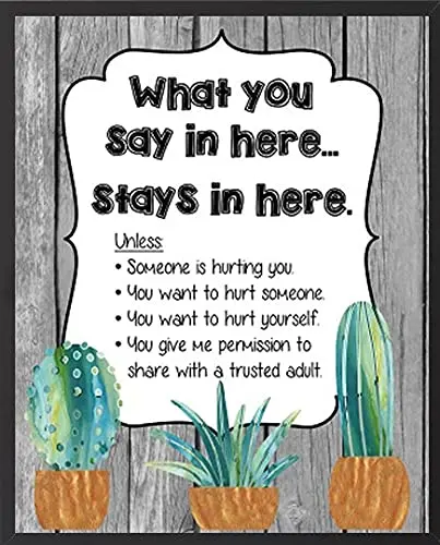 

Eeypy Confidentiality Rules School Counselor Gifts Modern Farmhouse Succulents Decor Guidance Counseling Office Poster Tin Signs