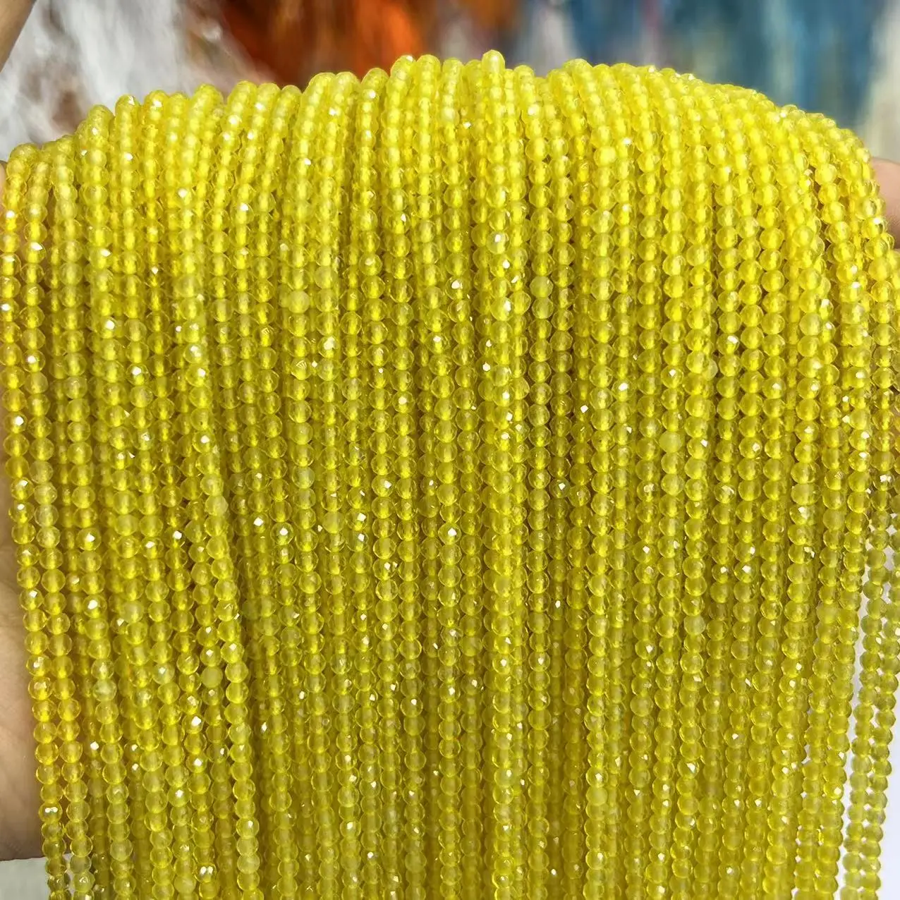 

2 3 4MM Yellow Agate Natural Stone Faceted Loose Spacer Round Beads For Necklace Bracelet DIY 15'' Factory Wholesale