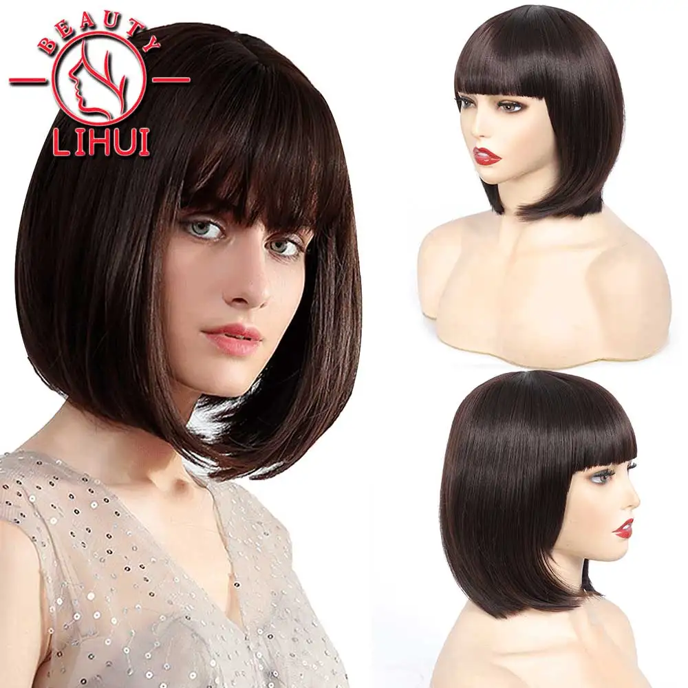 

Short Synthetic Straight Bob Wig for Women High Temperature Fibre Daily Available Natural Black Cosplay Wig