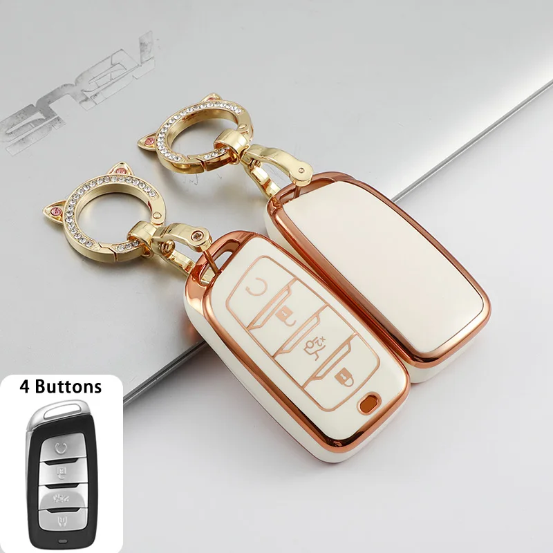 For Changan CS35 Plus Car Key Cover Case For Changan CS75 PLUS CS85 COUPE CS95 Remote Cap Set Gold Edge Key Holder Accessories