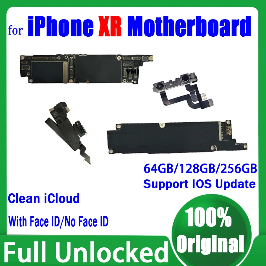 

Original Unlocked Clean iCloud Mainboard For iPhone XR Motherboard With/No Face ID Full Tested Logic Board 64GB 128GB 256G Plate