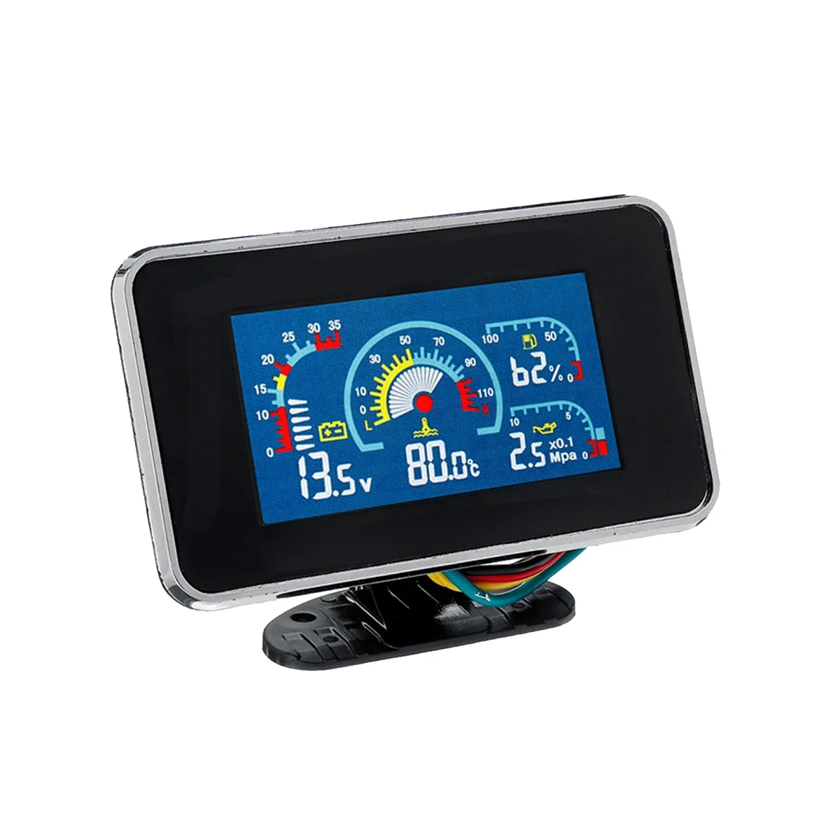 

4 in 1 LCD 12V/24V Oil Pressure Voltmeter Volt Water Temperature Oil Fuel Gauge with 10mm Sensor for Excavator Truck