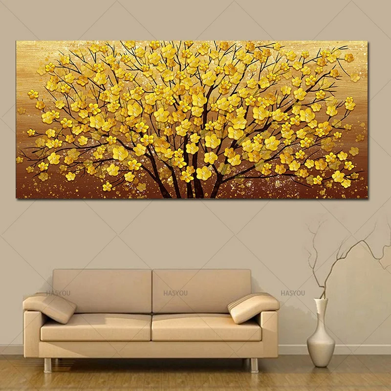 

Golden Tree Canvas Painting Modern Large Canvas Posters Art Print Home Living Room Bedoom Decoration Wall Art Pictures