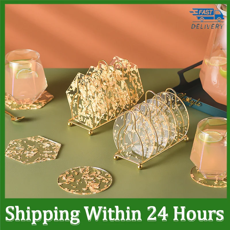 Теплоизоляционный коврик для стола подставки из золотой фольги акриловые чашек
