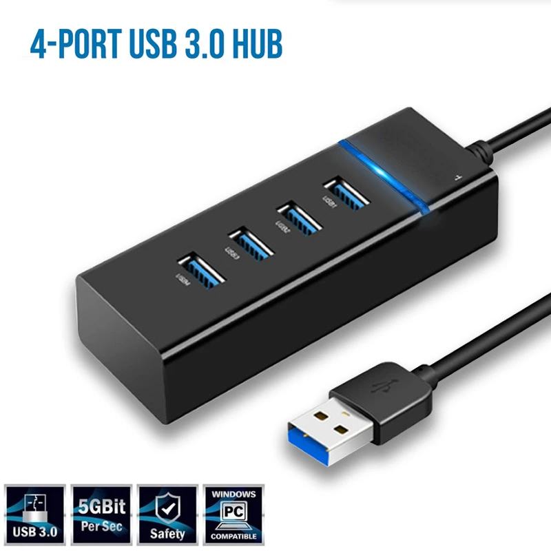 

Original Usb 5Gbps High Speed USB Hub 3 0 Multiple Port For PC Computer Accessories Docking Station Adapter 4-Ports Hab Splitte