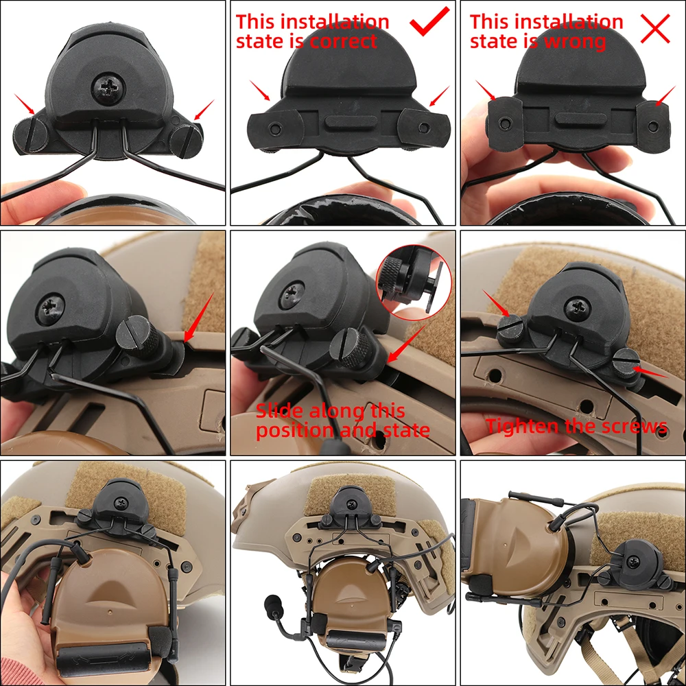 TAC-SKY Compatible COMTAC I II III Tactical Headset Helmet Mounting Adapter  Wendy Series Helmet Rail Adapter COMTAC Bracke