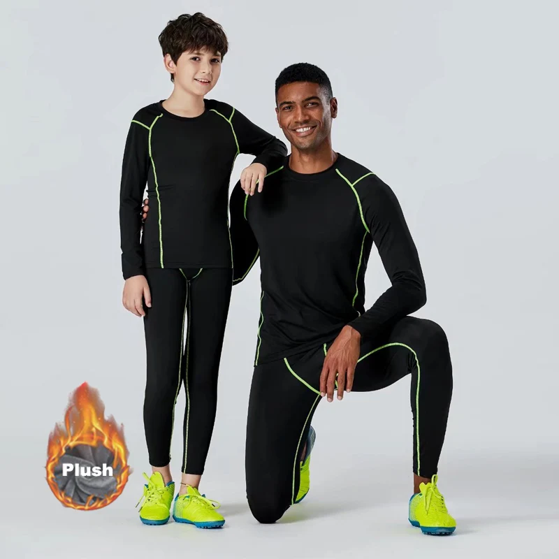

Men's Winter PlushThermal Underwear Suit Fitness Clothing Long Shirt Leggings Warm Base Layer Sport Suit Compression Sportswear