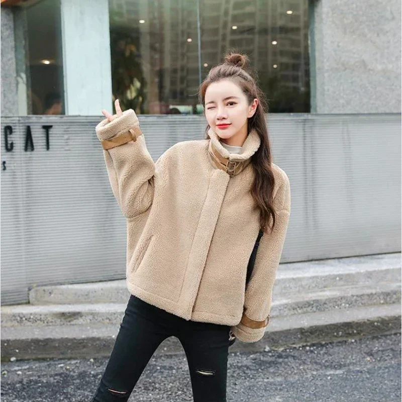 Новая корейская модная женская зимняя дубленка пальто зимнее женское Тонкая